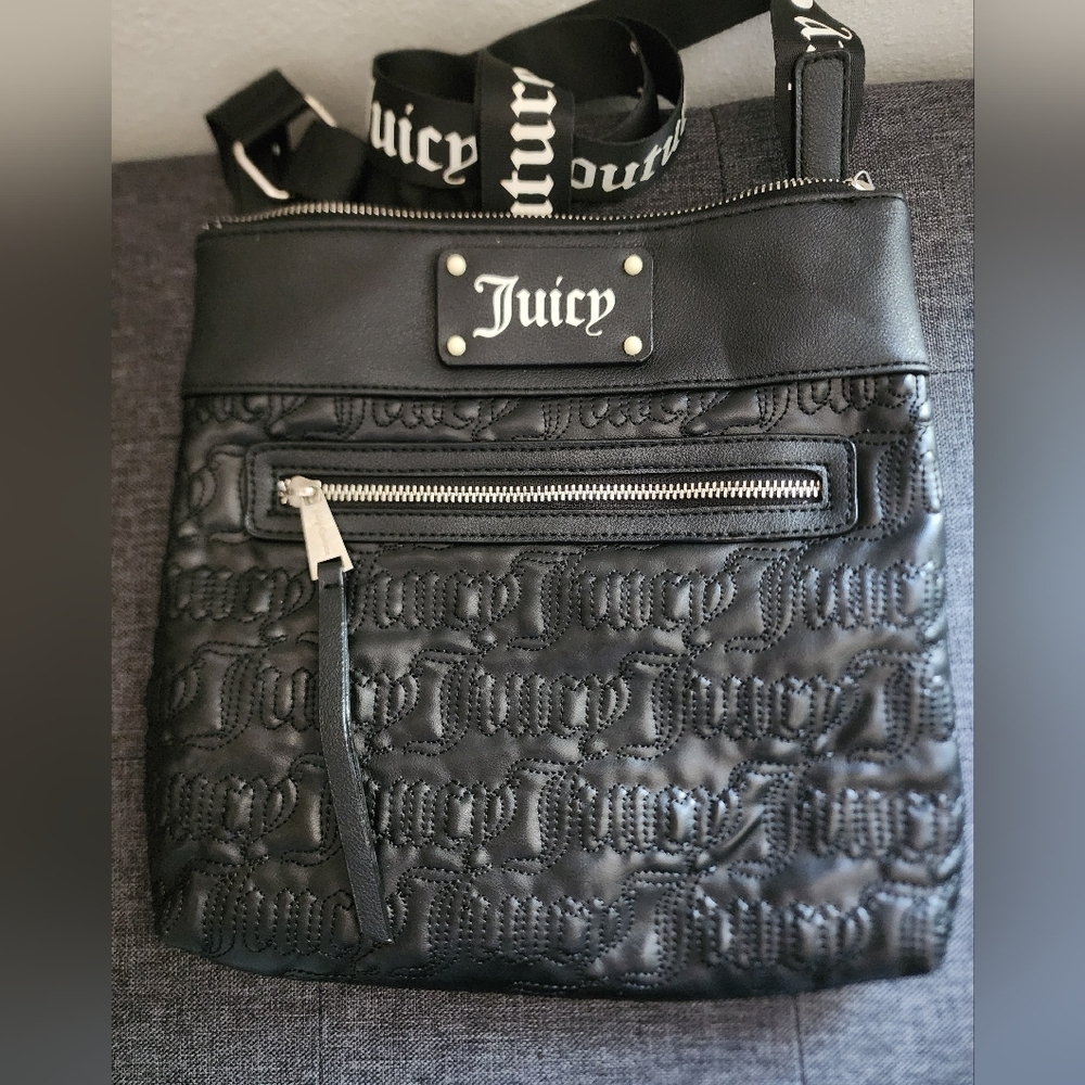 EUC Juicy Couture black crossbody embroidered